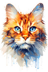 Fototapeta premium painting of a orange cat