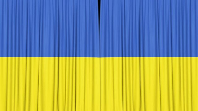 Ukraine Curtain Flag Animation on Alpha Channel, Loop
