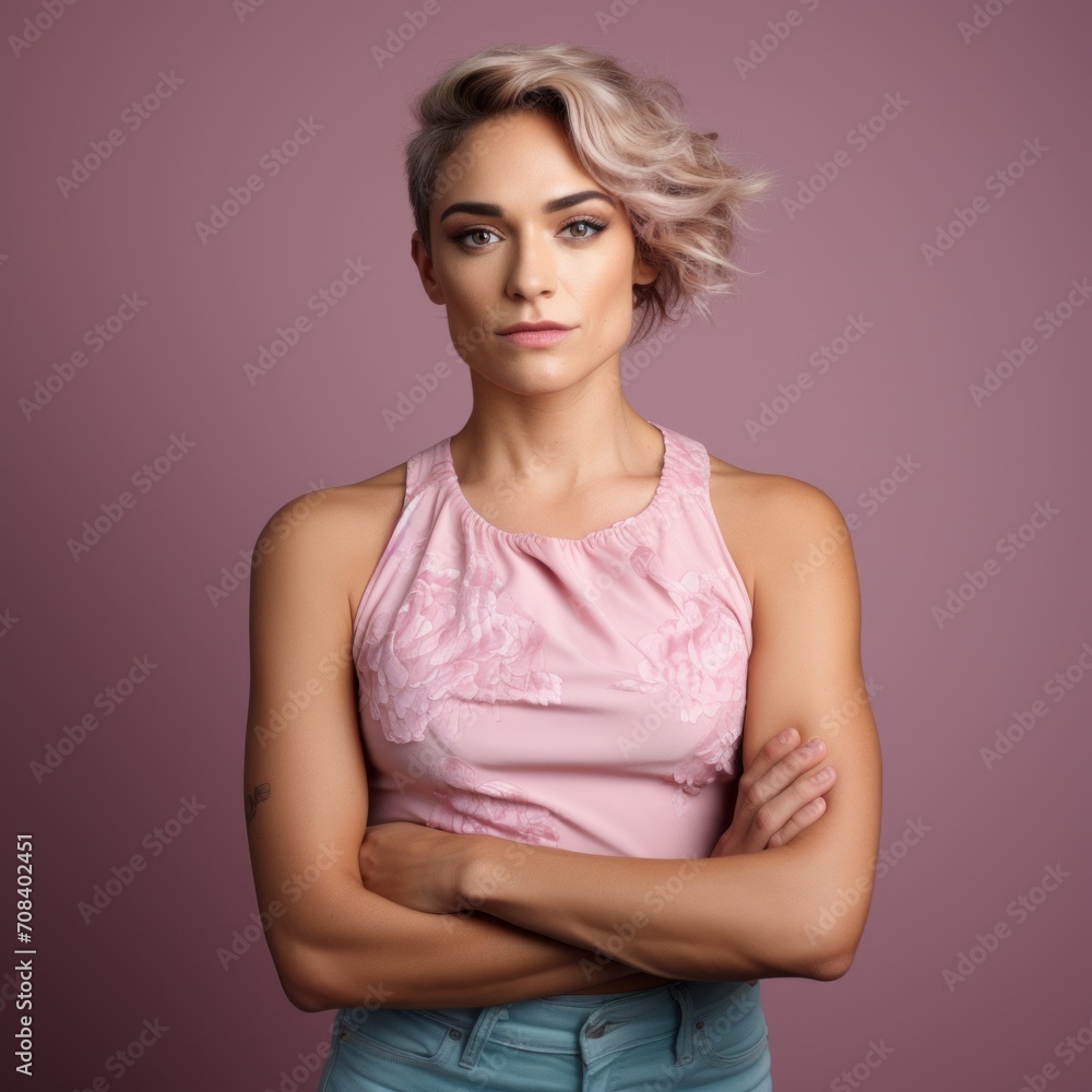 Poster stock image of a transgender person in a confident pose, representing gender diversity and inclusion