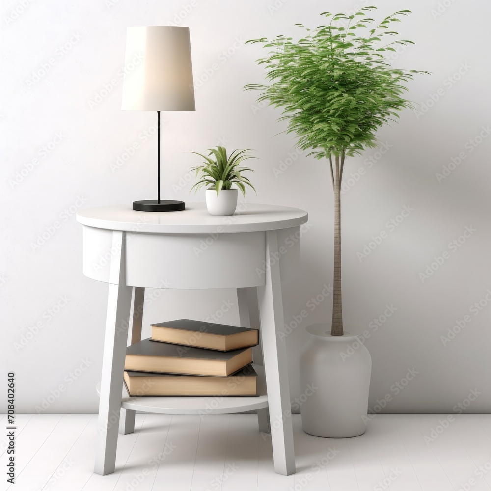 Poster stock image of an office side table on a white background, versatile, additional workspace or decor 