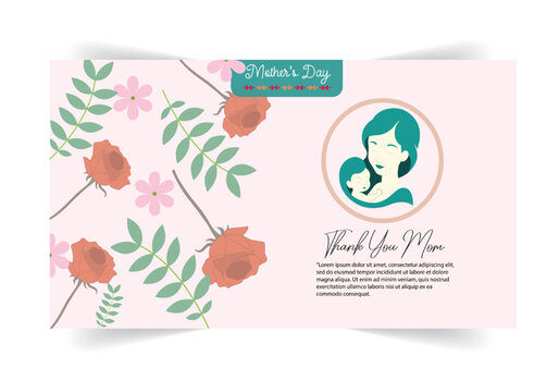 Happy Mother's Day greeting card vector illustration. Presentation, template, invitation, banners, discount, sale, flyer, poster, decoration.