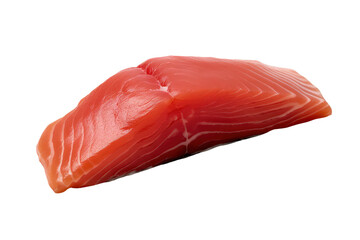 a piece of raw salmon isolated on transparent or white background, png
