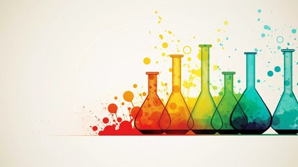 STEM - science and innovation - colorful flasks, lab, laboratory, science, research, chemistry, experiment