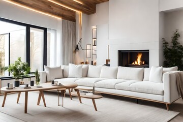 living room with fireplace.