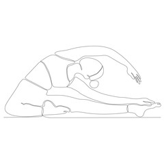 continuous line drawing of woman by body yoga vector illustration