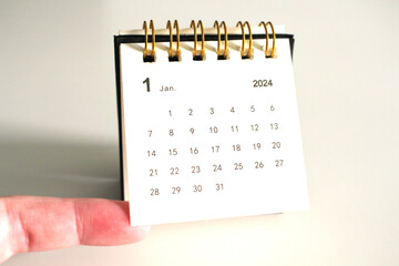 Calendar template for the new year, 2024. Place it elegantly on your clean, white work desk for a touch.