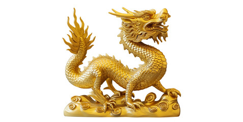 Golden Dragon, Dragon Year, Chinese New Year Festival, made up of AI placed on a white background