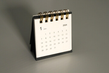Calendar template for the new year, 2024. Place it elegantly on your clean, white work desk for a touch.
