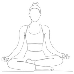 continuous line drawing of woman by body yoga vector illustration