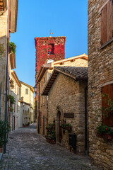 Glimpse of the small village Frontino in the Pesaro-Urbino province, Marche region of central Italy