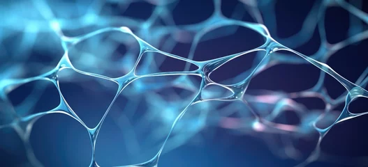 Poster Biotech abstract concept with mesmerizing 3D cells creating a beautiful web of interconnected lines, emphasizing the beauty of science and technology. © Postproduction