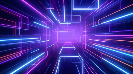 Obraz premium Abstract geometric background, technological lines background and light effects, 3D rendering