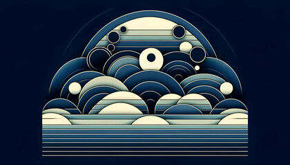illustration of an background with moon. Geometric creative background.