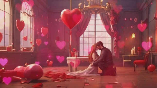 A valentine's day scene of a couple