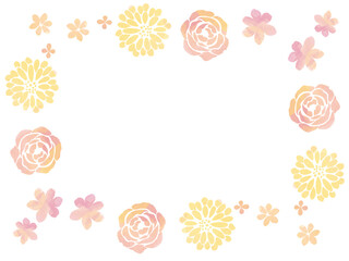 水彩の花模様のフレーム