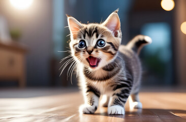 Beautiful little funny kitten. 