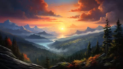 Zelfklevend Fotobehang Sunrise in the mountains © khan