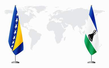 Bosnia and Herzegovina and Lesotho flags for official meeting