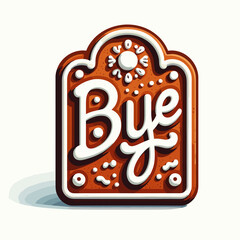 gingerbread sign with text bye, bye sign