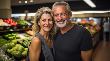 Happy Couple Grocery Shopping