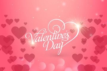 Valentines day background with heart pattern and typography of happy valentines day