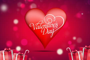Valentines day background with heart pattern and typography of happy valentines day