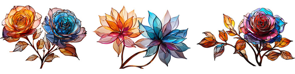 Stained glass flower on a png background
