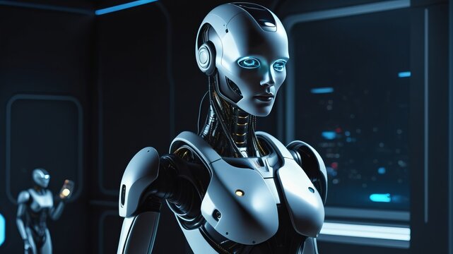 artificial intelligence humanoid android futuristic concept
