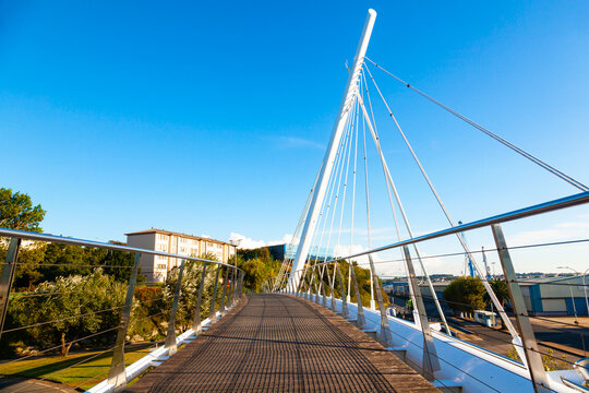 Pedestrian bridge near the seaport in the city of Ferrol in Spain.