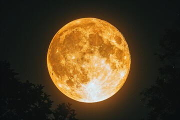 Naklejka premium an full moon showing through a forest professional photography