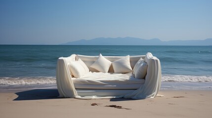 Elegant Beach Bed with Serene Ocean View