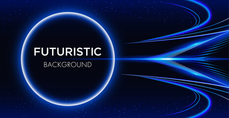 vector futuristic blue portal and speed lines background - obrazy, fototapety, plakaty