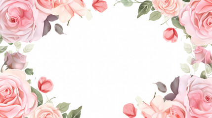 Empty floral frame with copy space for greeting card or invitation design
