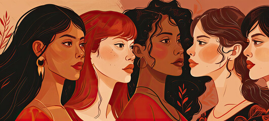 Illustration of a group of women. Diversity and equality concept. International Women's Day concept.