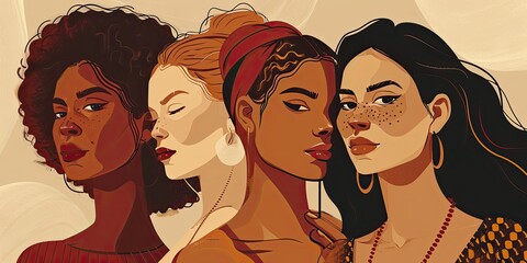 Illustration of a group of women. Diversity and equality concept. International Women's Day concept.