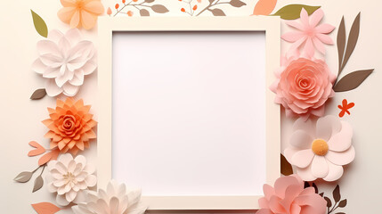 Empty floral frame with copy space for greeting card or invitation design