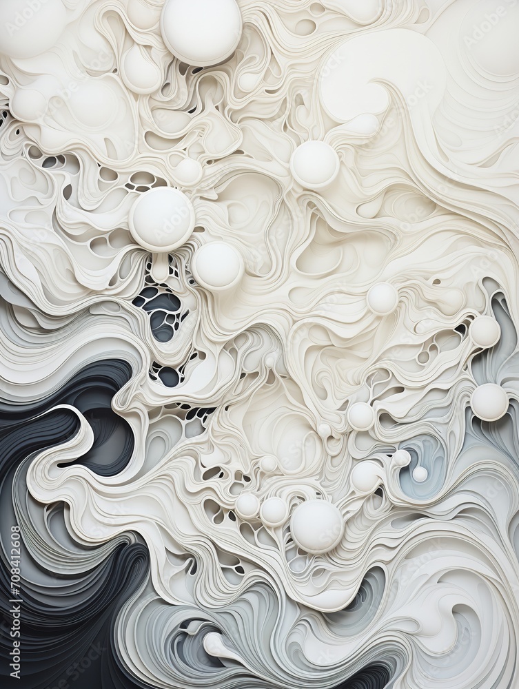 Poster abstract white and other color mixed backdrop top view, generative ai.