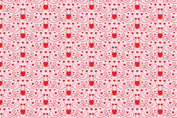 Flourishes Swirling hearts seamless pattern, abstract hearts Swirls pattern, valentines Day Elegant seamless background, curly hearts repeating background, Red love romantic texture wrapping paper 