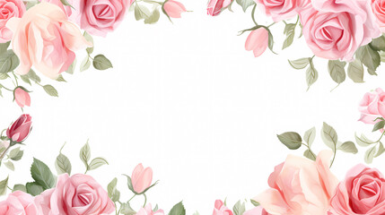 Pink rose flower composition background, decorative flower background pattern, floral border background