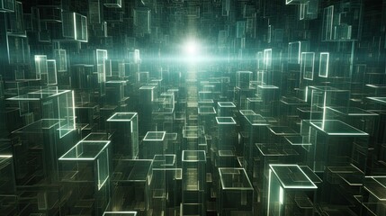 A background design maze of glass, reflecting and refracting light in mesmerizing and confusing ways.