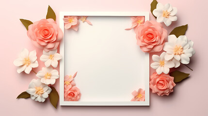 Pink rose flower composition background, decorative flower background pattern, floral border background