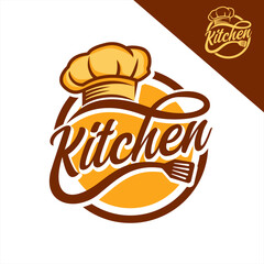  kitchen chef design with Chef Hat logo, label, badge, emblem template. for restaurant