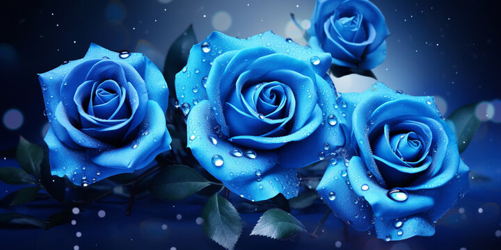 rose and water drops,Blue rose photo wallpaper background. AI Generated,A blue rose with rain drops on it.