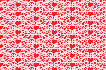 Flourishes Swirling hearts seamless pattern, abstract hearts Swirls pattern, valentines Day Elegant seamless background, curly hearts repeating background, Red love romantic texture wrapping paper 