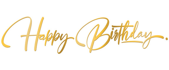 Happy Birthday. calligraphy black text word gold. Handwritten modern brush lettering white transparent background isolated vector eps