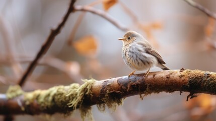 Autumnal Bird Perch Serene Morning Light Scene