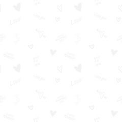 Happy holiday Valentine day seamless pattern with heart and love motivation text