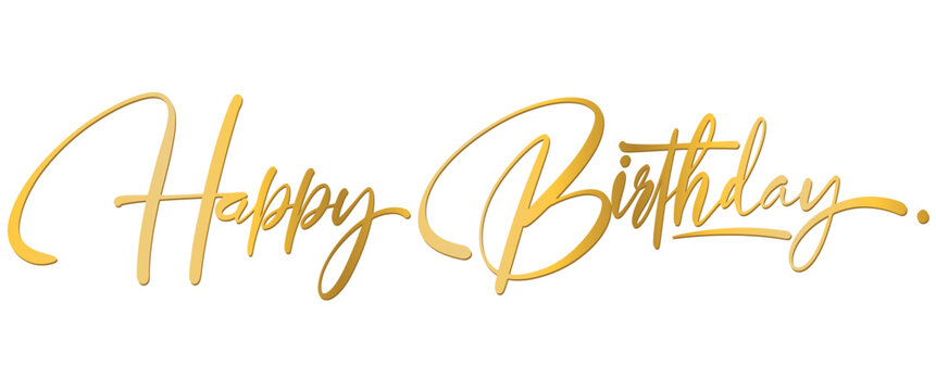 Happy Birthday. calligraphy black text word gold. Handwritten modern brush lettering white transparent background isolated vector eps