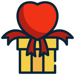 box gift love heart filled outline