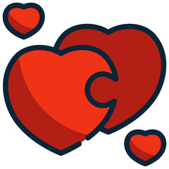 love couple heart shape filled outline